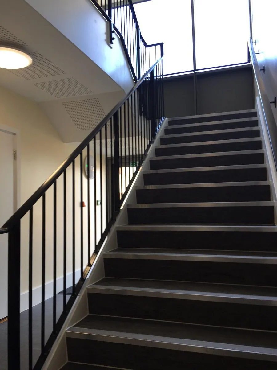Finished metal staircase and balustrade installed by MRI Fabrications in Harlow